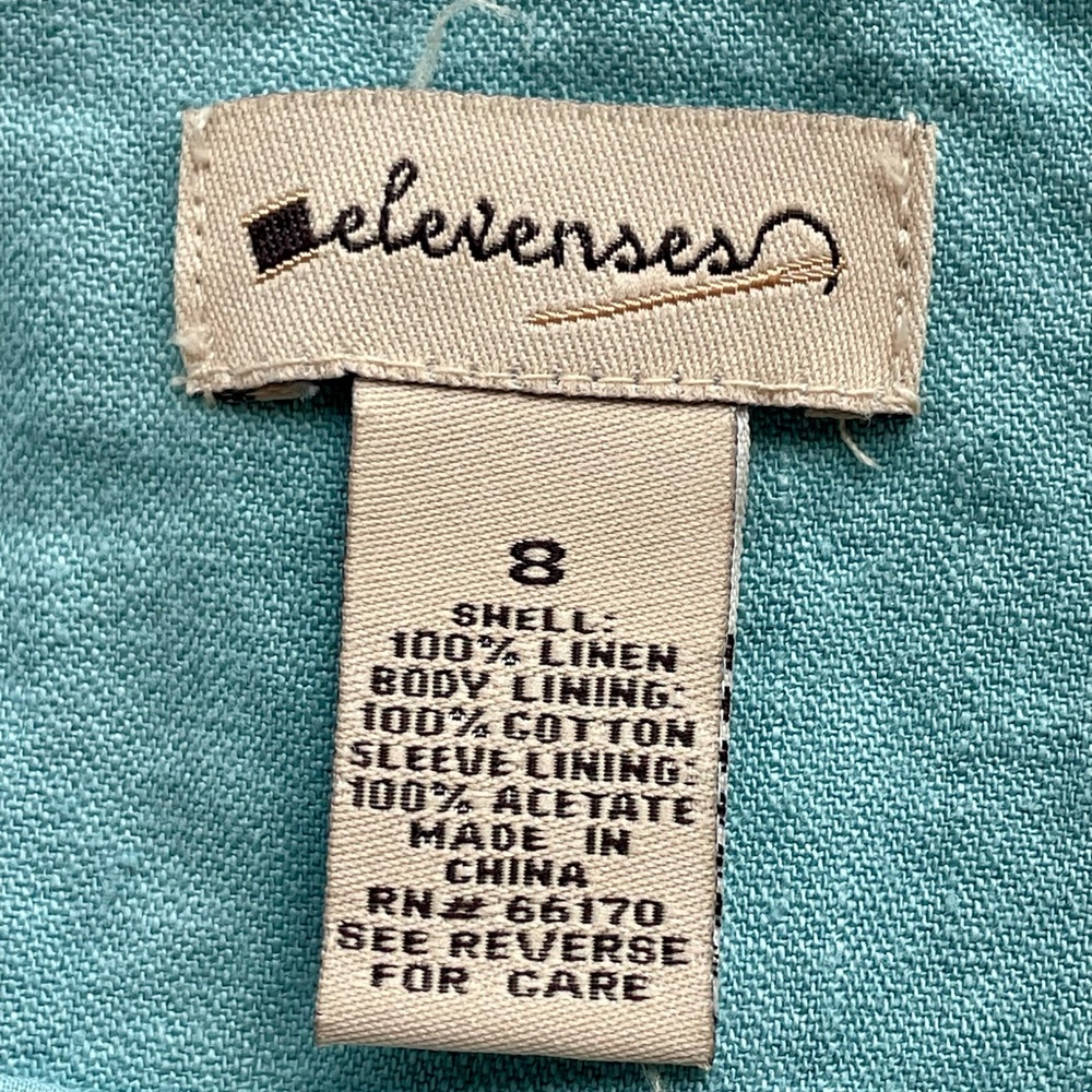 Elevenses by Anthropologie  swing-style linen blazer, single button, aqua,8, EUC - Picture 10 of 11